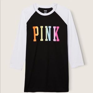 VS PINK COTTON 3/4 Sleeve Baseball T- Shirt NEW Victoria’s Secret PINK